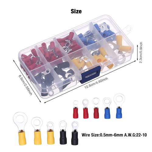 102 Insulated Electrical Wire Splice Terminal Kit Spade/Ring Crimp ...