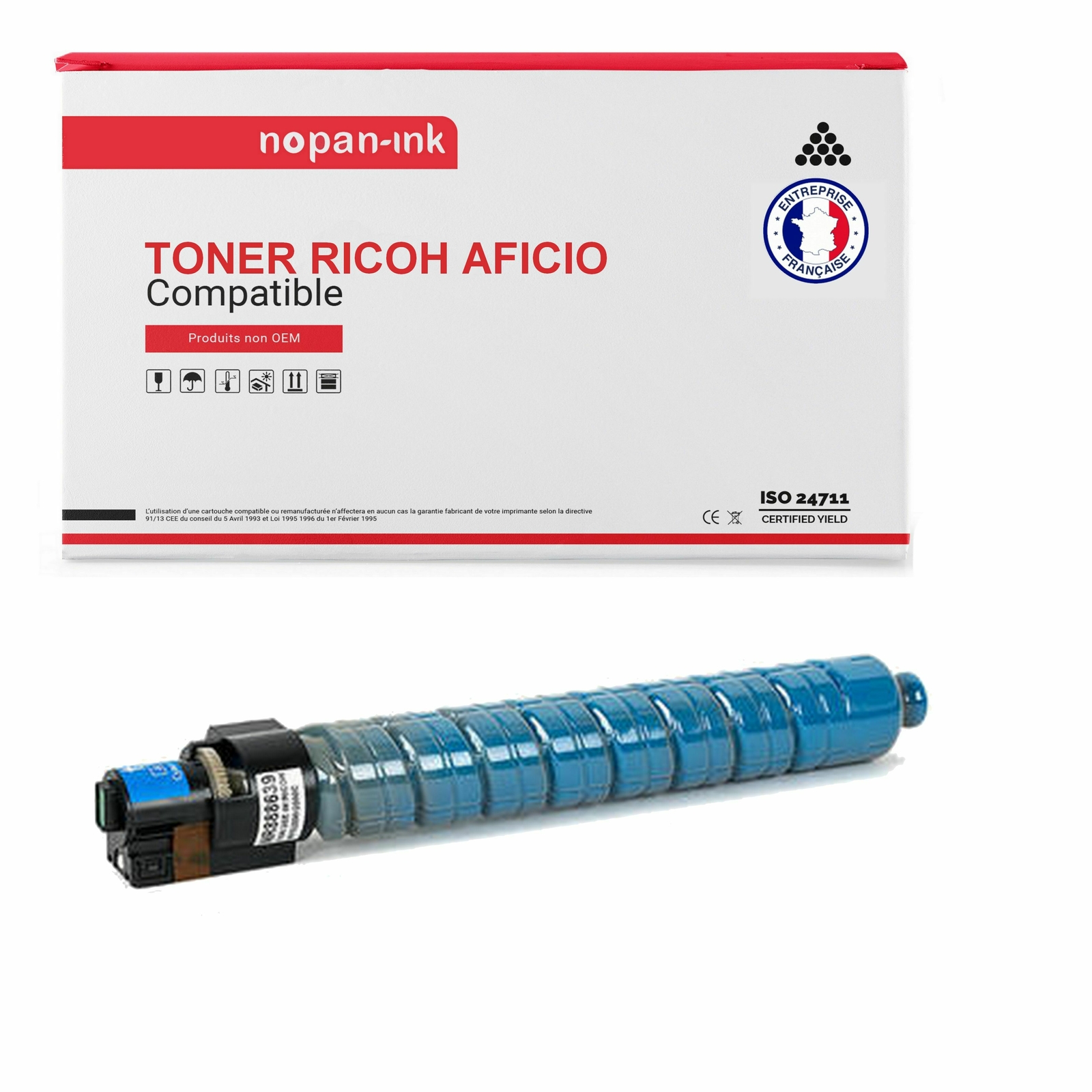 Toner cyan compatible Ricoh 888639 pour remplacer votre cartouche laser usagée