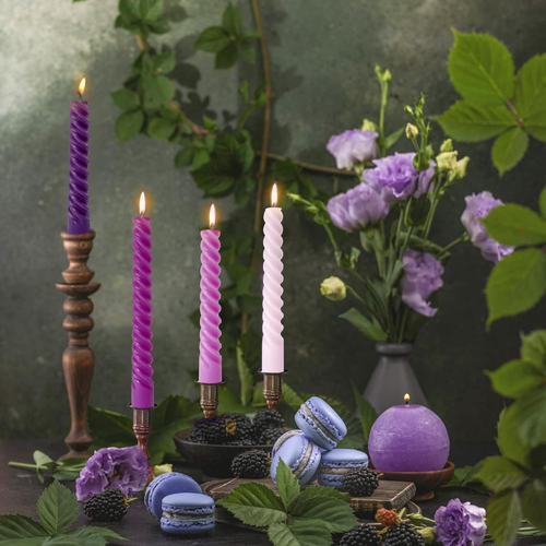 10 Inch Purple-Gradient Spiral Taper Candles, 4 Pack for Home Decoration - Picture 2 of 12