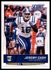 2016 Score Rookies Jeremy Cash #421 Duke Blue Devils Football Card NFL Sports