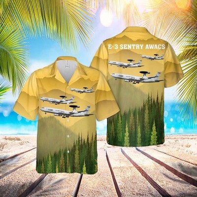 US Air Force E 3 Sentry AWACS Hawaiian Shirt 8211 Mens Hawaiian Shirt 8211 US Ai
