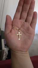 18karrot Gold Chain Necklace Cross Charm Pendant