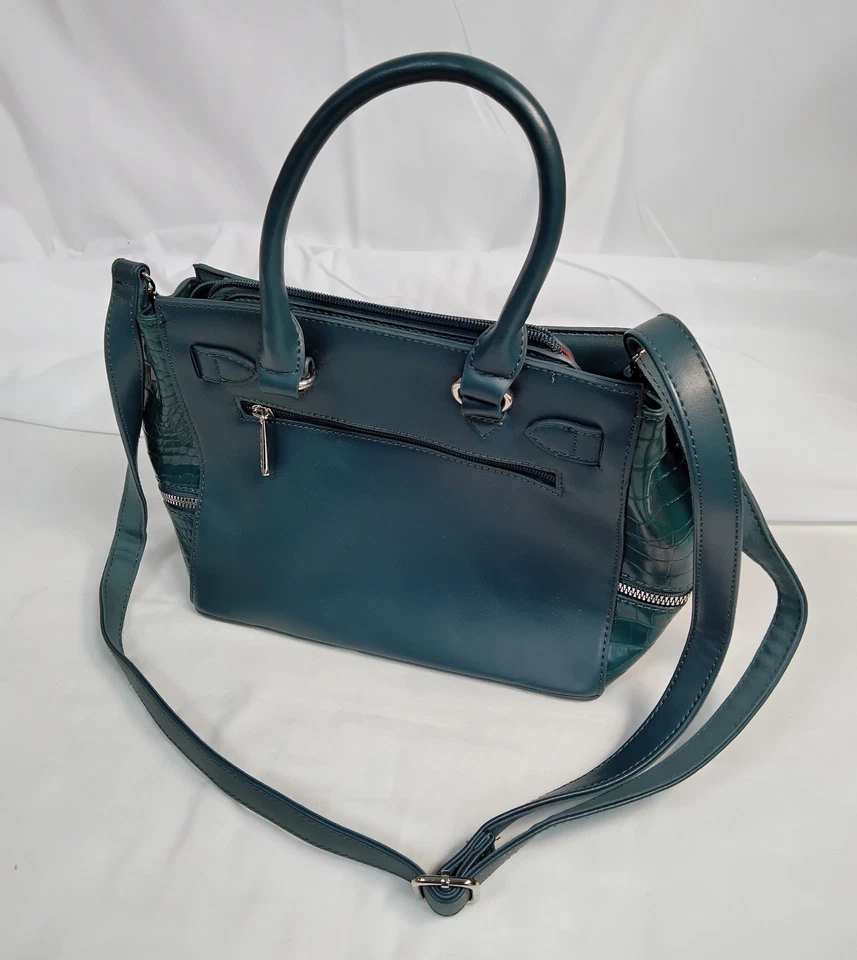 David Jones Crocodile Embossed Green Shoulder Bag - HB26 - Image 3 of 4