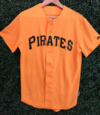 Majestic MLB Pittsburgh Pirates Cool Base Baseball Jersey Yellow Sewn Adult Sz S
