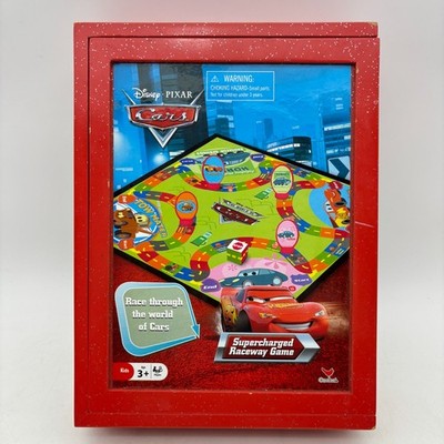 Disney Pixar Cars Supercharged Raceway Game COMPLETE Cardinal 2009 Wooden Box