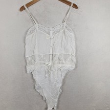 Women's Vinta 90's Victoria's Secret Sz M Teddy Bodysuit Ivory Lace Satin Bridal