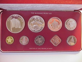 1977 Bahamas Proof Set 4 Largest Coins are Silver