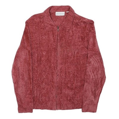 ALFRED DUNNER Damen Pullover rot uni Chenille Reißverschluss M weich kuschelig bequem