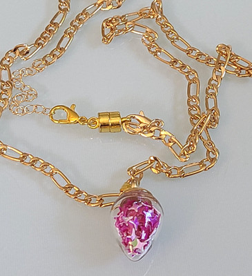 Fairy Dust Star Confetti Glass Pendant Necklace MAGNETIC CLOSURE GORGEOUS