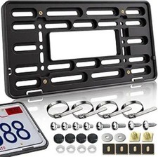 Front License Plate Holder Bracket  Upgraded Black Universal ABS Mounting Kit Fr
