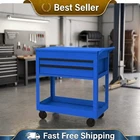Rolling Steel Mechanic Tool Cart 28-inch 500 lb Capacity With Drawers Blue