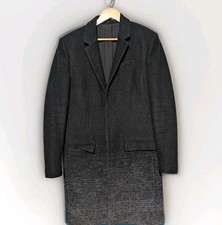 Cappotto uomo misto lana All Saints Bodin taglia M nero grigio sfumato lungo soprabito