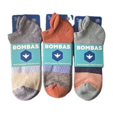 3 Pairs BOMBAS Unisex Cushion Ankle Socks Athletic Running Hiking Large NWT New