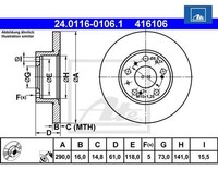 2 St. Bremsscheibe Ate 24.0116-0106.1 FüR Fiat Ducato Kasten