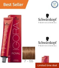 Professional Igora Royal Hair Color 7-55 - Medium Blonde Gold, Perfect Coverage