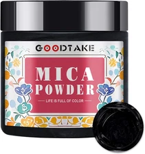 GOODTAKE Black Mica Powder, Natural Mica Powders for Epoxy Resin, Eye Shadow, Ca