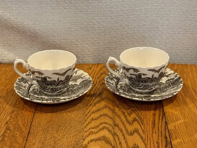 Vintage 2 Royal Mail Fine Staffordshire Ironstone Tea Cups & Saucers England - Image 1 of 4