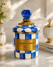 MacKenzie-Childs Royal Check Mini Canister Ne...