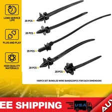 100Pcs Nylon Universal Cable Bundled Bands Line Wire Harness Zip Clips Fasteners