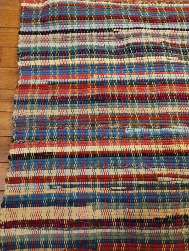 27 x 57 дюймов винтажный тряпичный ковер ручной работы деревенский фермерский домик усадьба с бахромой  - Изображение 4 из 4