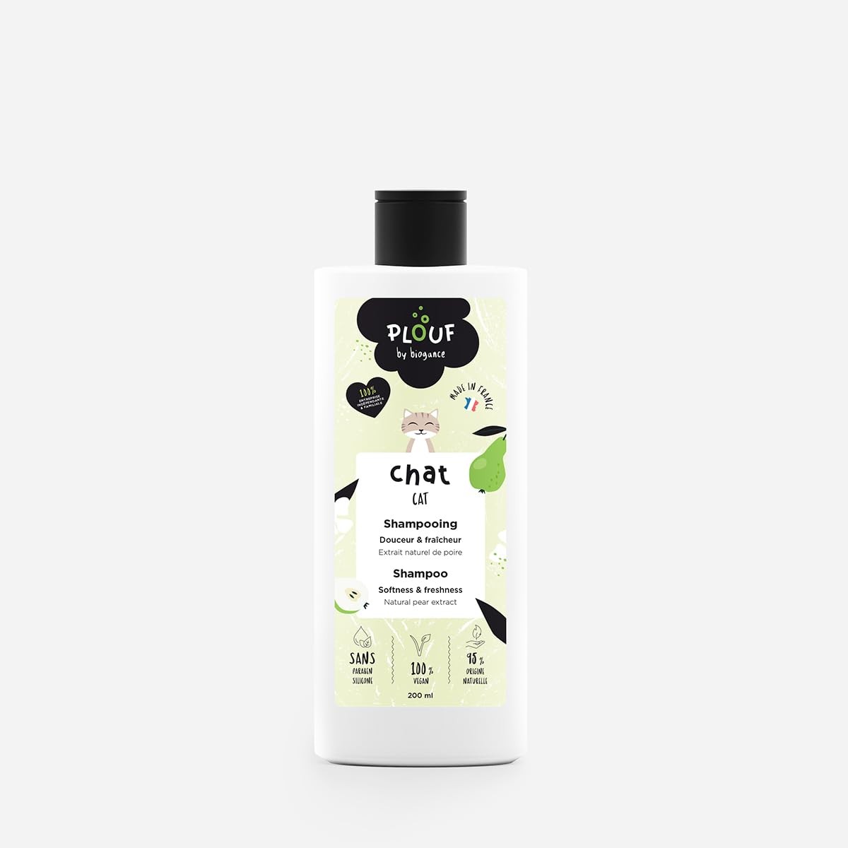 Shampooing pour chat PLOUF aux ingrédients doux pour pelage brillant
