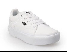 NEW Vans Seldan White Canvas Platform Girls Sneakers Size 4