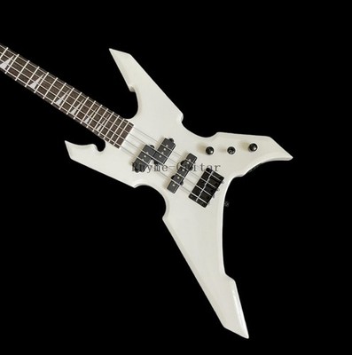 Factory Warrior Electric Bass Guitar White Solid Body Black Hardware Fast Ship