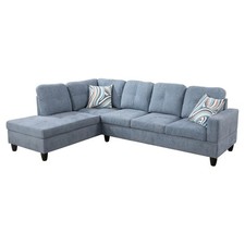 Star Home Living Corp Ben Lint Fabric Left Sectional Sofa in Flint Gray
