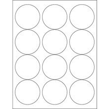 2 1/2" White Circle Laser Labels-12 Labels per Sheet-1200 per Case