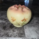VTG 1970s Fenton Burmese Maple Leaf Rose Bowl Vase #7424 BD- Glows