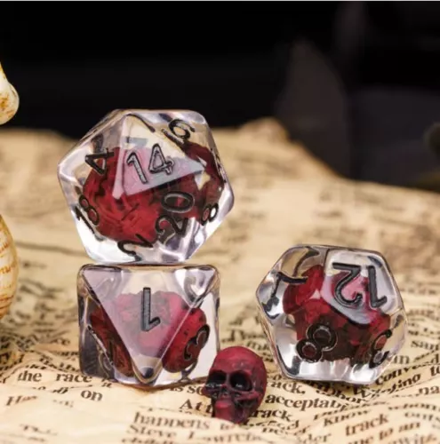 Bleeding Skull 7 Dice Set - 5E DND Dungeons Dragons Pathfinder RPG d20