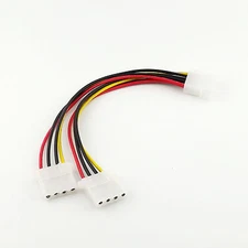 IDE 4 PIN Molex Male Power to 2x Female Y Splitter Adapter Extension Cable 20cm