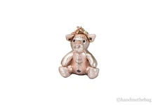 MCM Leather Champagne Gold Logo Visetos Pig Keychain Bag Charm Key Ring
