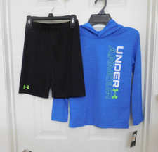 NWT 2pc Under Armour Blue Hooded Shirt Shorts Set sz 7