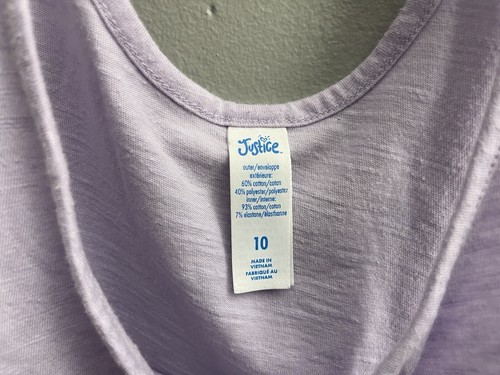 Justice Kids Girls Glitter Gymnast Scoop Neck Tank Top Light Purple Sz 10 - Picture 2 of 6