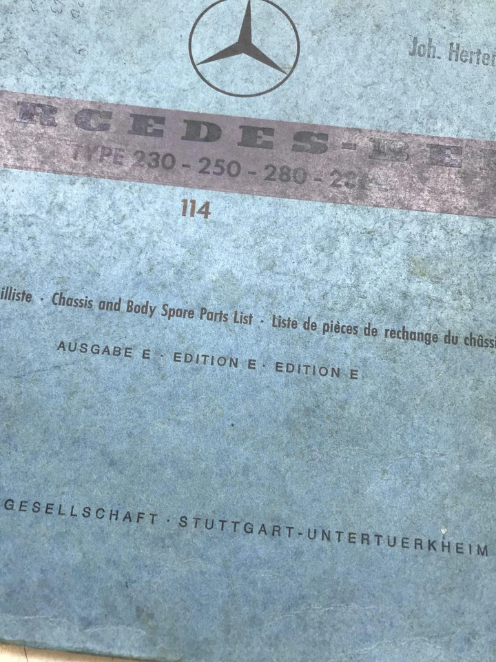 Ersatzteilliste Aufbau Handbuch Mercedes W114  230 250 280 280 E 10218 - Bild 2 von 4