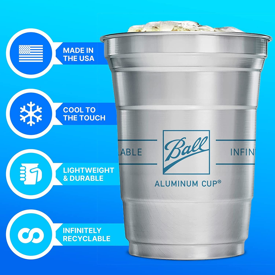 Ball Aluminum Cup Recyclable Party Cups, Bulk Packs, 16 oz. Logo eBay