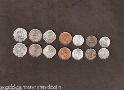 PAKISTAN 1 2 5 10 25 50 1 RUPEE x 7 PIECES SET UNC COIN 1968-1999 SUN MOON MONEY