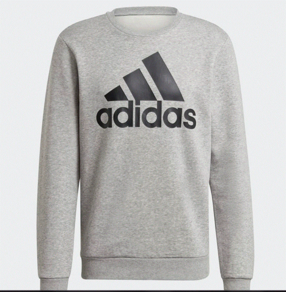 NWT MEN S ADIDAS GK9077 ESSENTIALS BIG LOGO SWEATSHIRT GREY BLACK