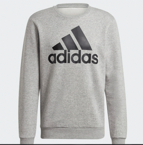 NWT MEN'S ADIDAS GK9077  ESSENTIALS BIG LOGO SWEATSHIRT GREY/BLACK TOP $55 - Picture 1 of 4