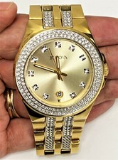 Bulova Men Quartz Swarovski Crystal Accents Date Indicator 42MM Watch