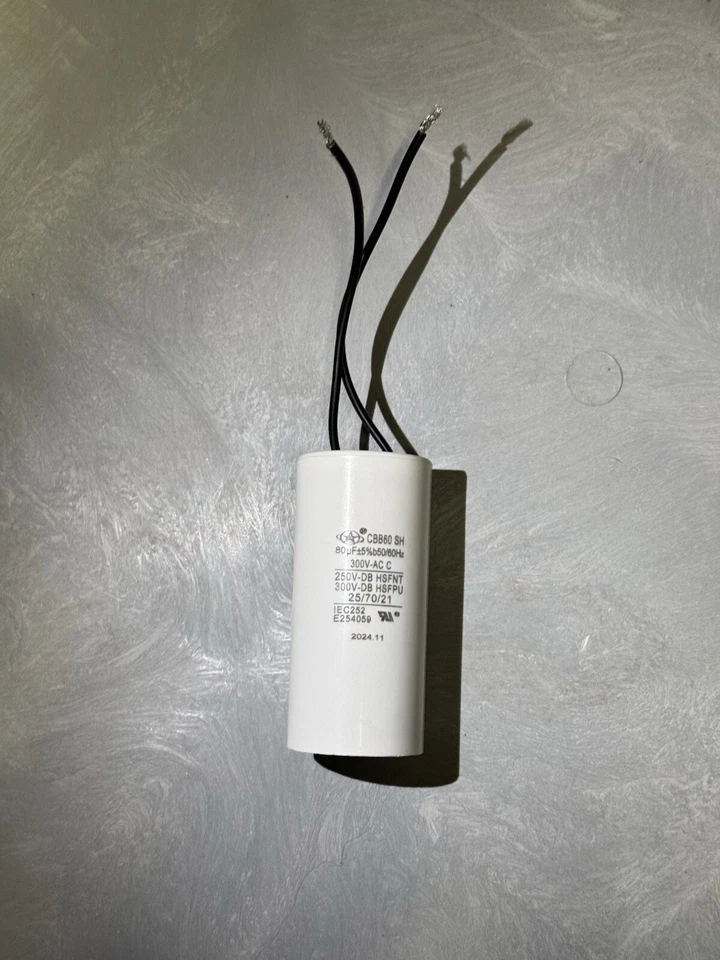 Condensador CBB60 80Uf 300V AC 2 hilos 50/60Hz 5% 44X95 ventilador motor condensador de aire Foto 3 de 4