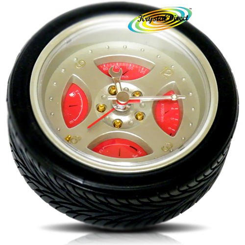 Novelty Car Alloy Wheel Tyre Analogue Gift  Beep Alarm  Clock