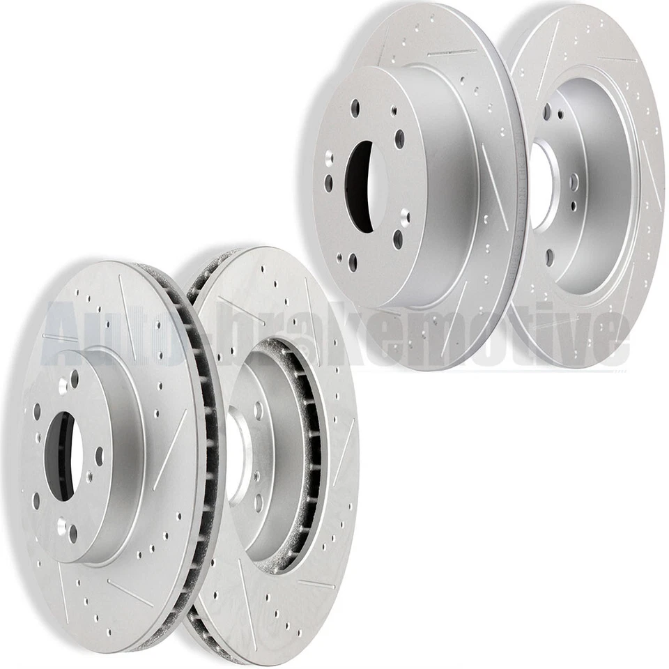 2PCS FRONT + REAR DRILL SLOT BRAKE DISCS ROTORS KIT FIT FOR 98 -02 HONDA ACCORD - Image 4 of 4