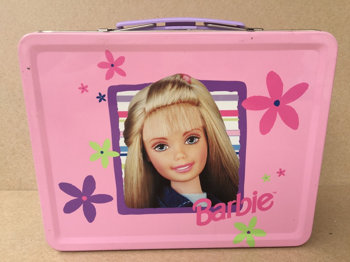 Barbie Doll Pink Flower Tin Lunch Box Sealed 1998 Barbie Dolls
