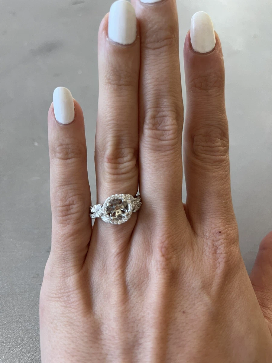 Monique L Huillier Floral Halo Engagement Ring Setting size 4.5 .89tcw