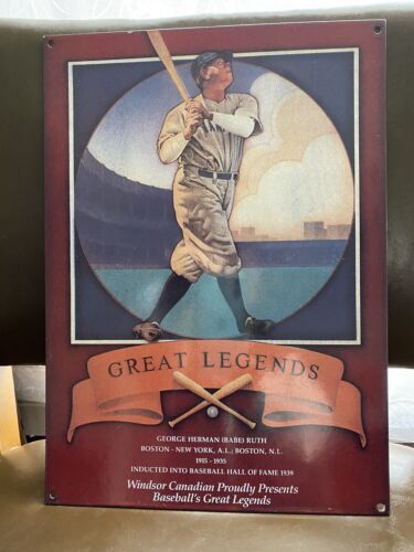 1989 New York Yankees Babe Ruth Windsor Metal Enamel Sign
