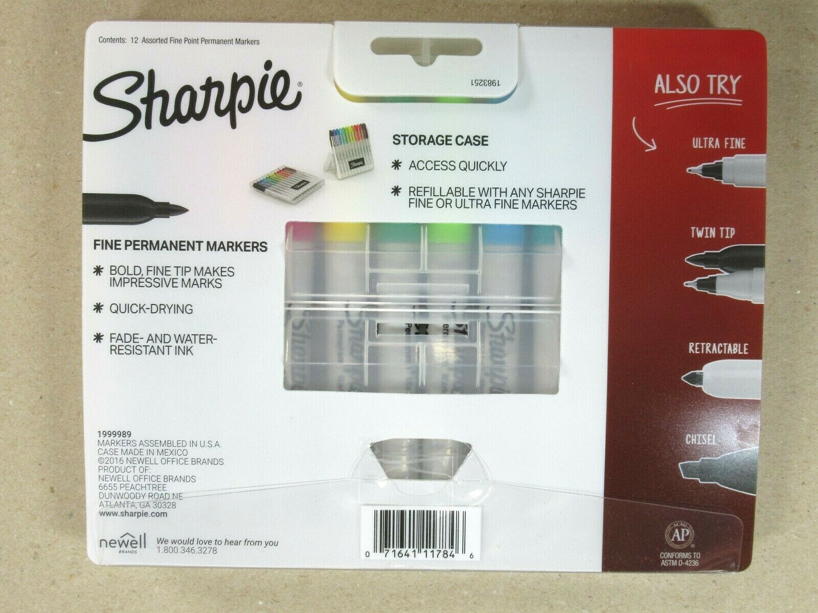 Sharpie Permanent Markers~12ct Fine Point w/ Hard Case w/Self Stand, WAS $29.99