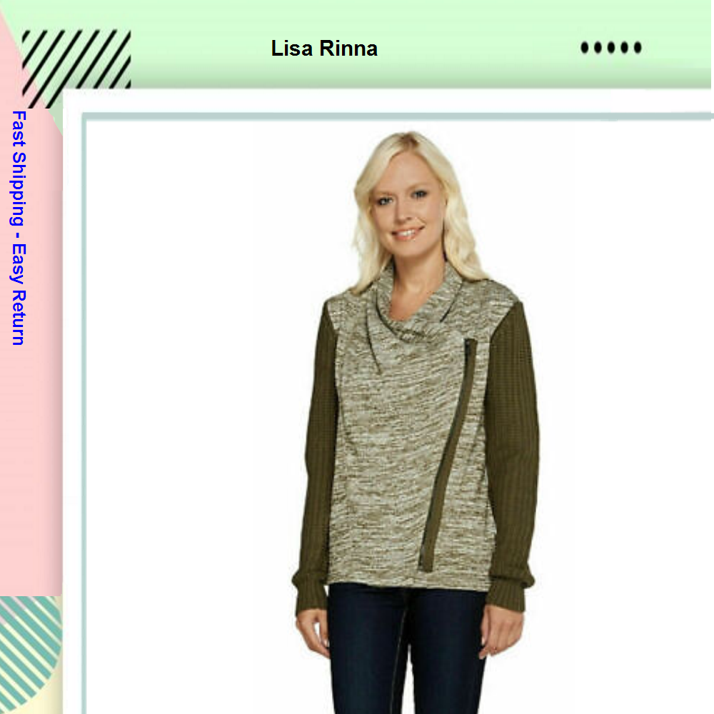 Lisa Rinna Collection Zip Front Sweater Knit Cardigan, Deep Olive