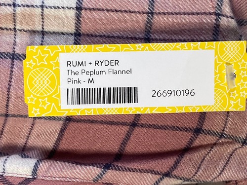 Rumi + Ryder The Peplum Flannel Super Soft Pink Plaid Size M (8-10) NWT - Picture 4 of 6